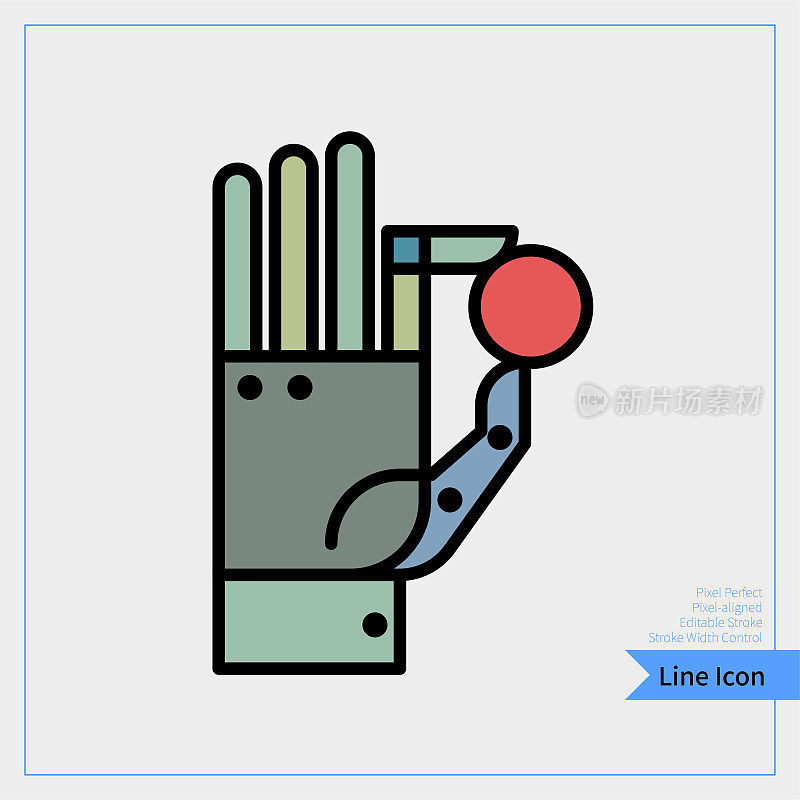 Artificial intelligence Robot (Robotic hand) holding a Sphere. Thin line icon. professional, pixel-aligned, Pixel Perfect, Editable Stroke, Easy Scalablility.